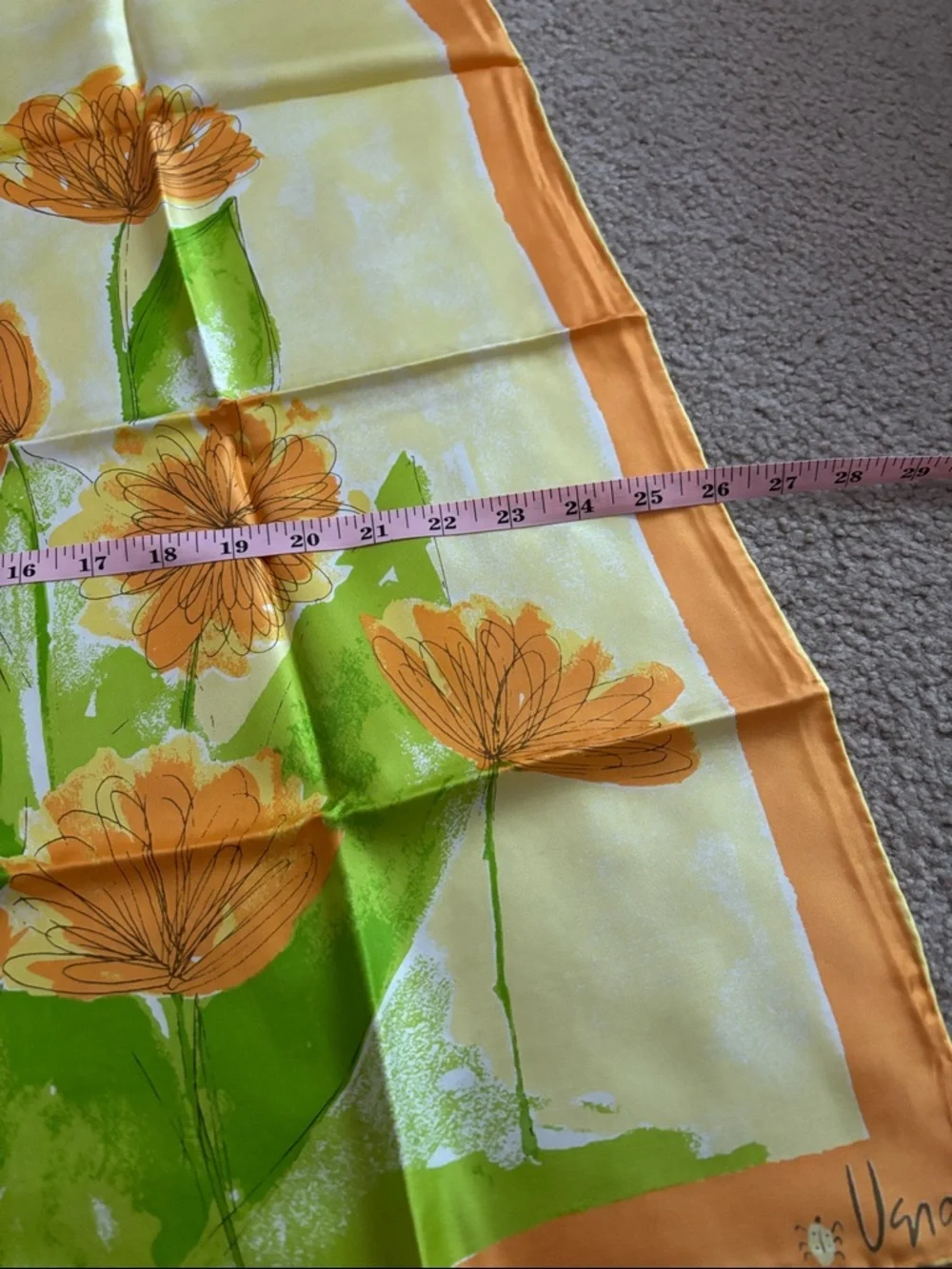 Vera Neumann Orange Border Floral Silk Scarf